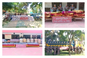 সিলেট সীমান্তে প্রায় দেড় কোটি টাকার চোরাই পণ্য আ ট ক